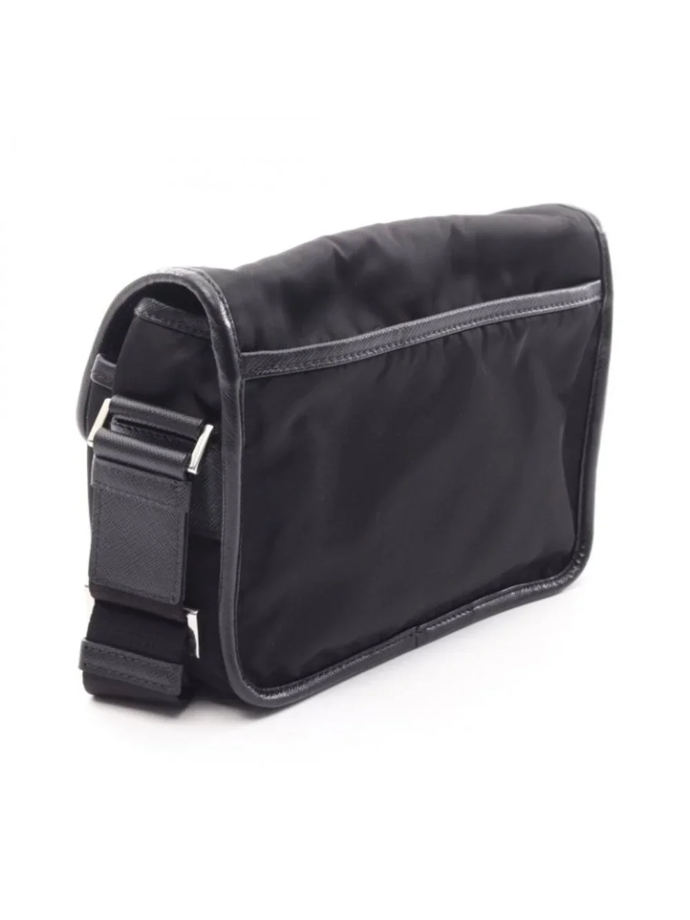 Prada Shoulder Bag Re-Nylon Tessuto Saffiano Black Nylon Leather Triangle Logo